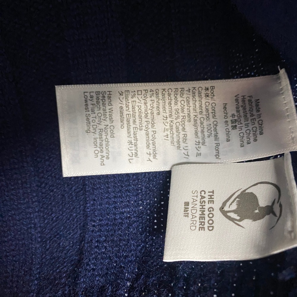 Madewell Cashmere Crewneck Sweater Navy Blue Ribbed Back NY910 Mens XXS NWT - Picture 6 of 8
